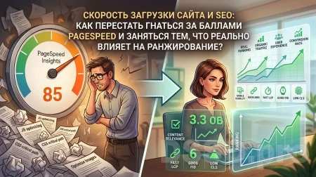 Скорость загрузки сайта и SEO: как перестать гнаться за баллами PageSpeed и заняться тем, что реально влияет на ранжирование